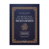 Boekomslag met Arabische en Nederlandse tekst voor De Biografie van de Profeet Mohammed